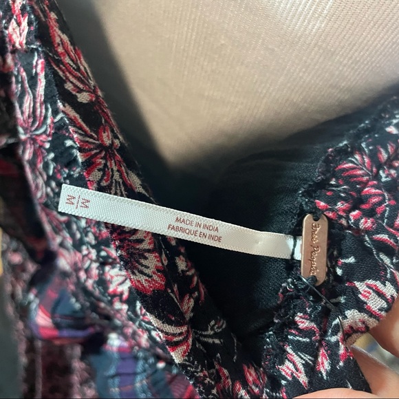 🌿Free People Red What About Love Maxi One Shoulder Floral Plaid Dress - Picture 6 of 11